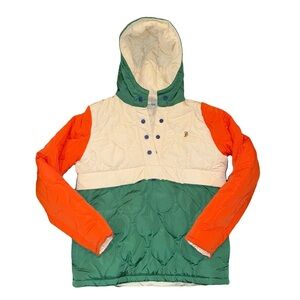 GOAT by James King Atlanta Vintage Puffer Jacket Size Small Half Button Hoodie